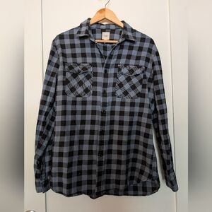 Lands End Canvas Plaid Shirt, Blue & Black